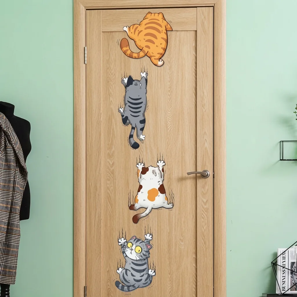 Funny Cat Bathroom Door Stickers